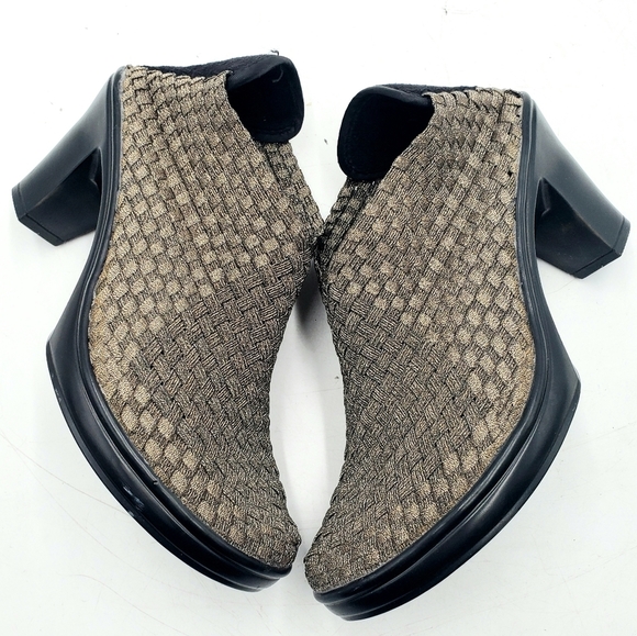 Corkys Womens 7 Bronze Metallic Nylon Weave Heels Stretch Pull On  Shoes - Picture 5 of 12